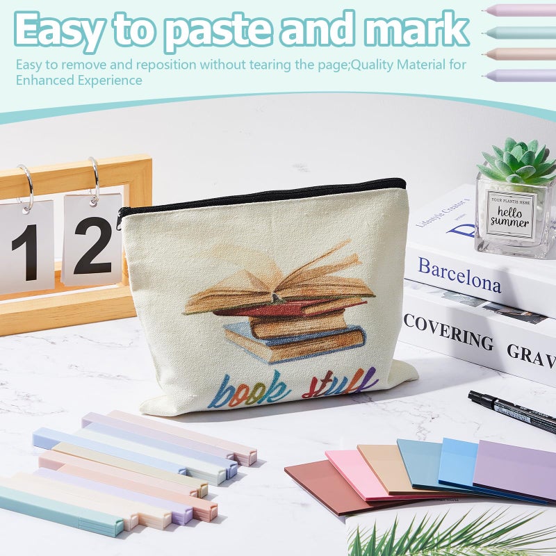 Trandraft Book Annotation Kit  2640 Pcs Sticky Tabs  300 Sticky Notes  11 Pcs Gel Ink Pen  12 Pcs Highlighter Marker  Set of Pencil Case Pouch for Bible Study Book Lover Gift Bookworm(Square) - Image 5